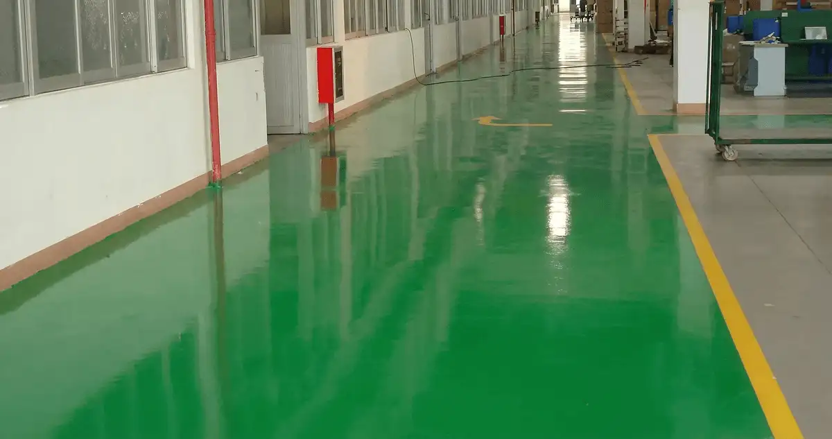 A factory floor professionally covered and marked with epoxy flooring in Stamford, CT