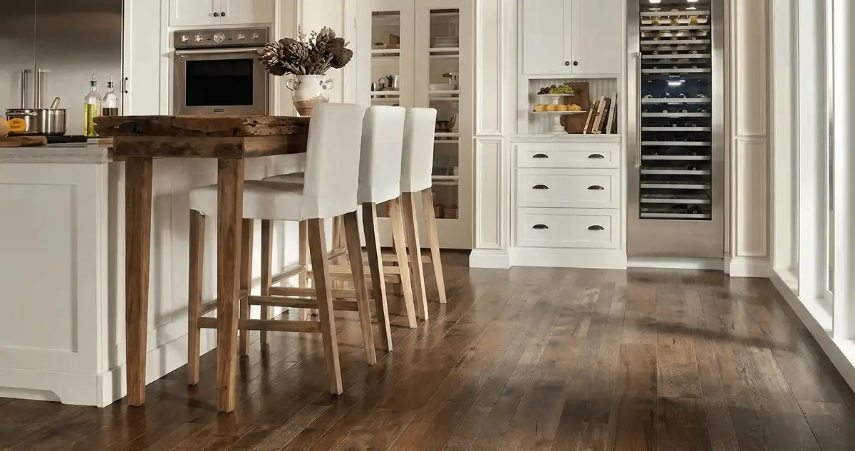 Professionally installed and refinished hardwood flooring in a residential home, showcasing smooth finish and natural wood tones in Stamford, CT
