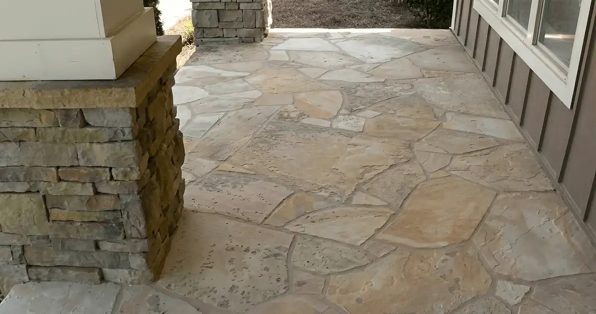 House entrance with professionally installed stone flooring in Stamford CT