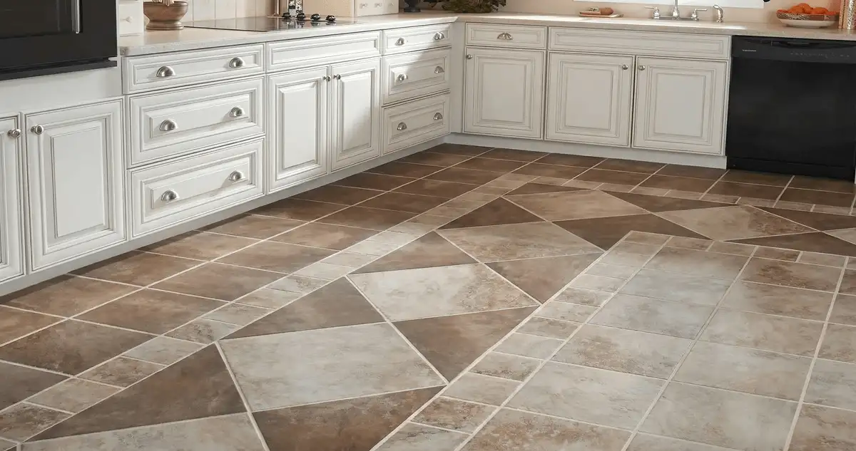 Kitchen with white cabinets and a professionally installed tile floor in Stamford, CT